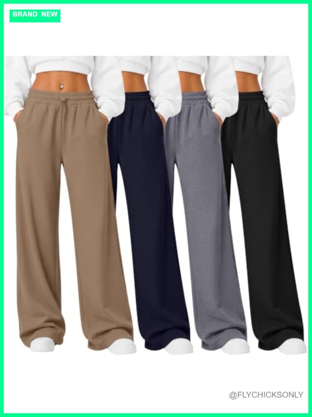 4 Pack Womens Baggy Wide Leg Sweatpants 95% Polyester 5% Spandex Athletic